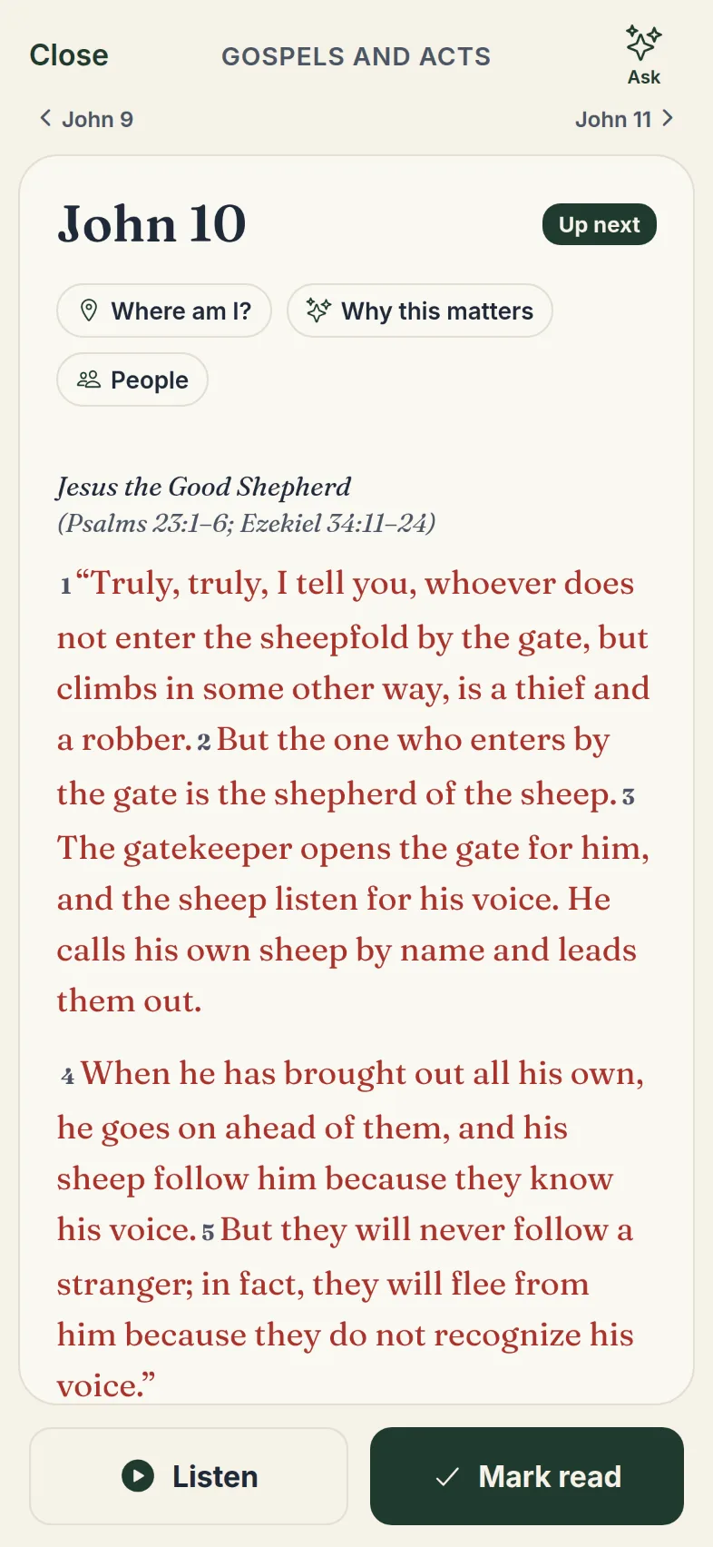 Along's Reader showing a chapter in clear serif type.
